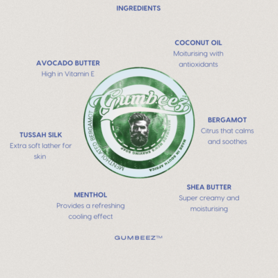Gumbeez Natural Luxury Men's Shaving Soap - Mentholated Bergamot